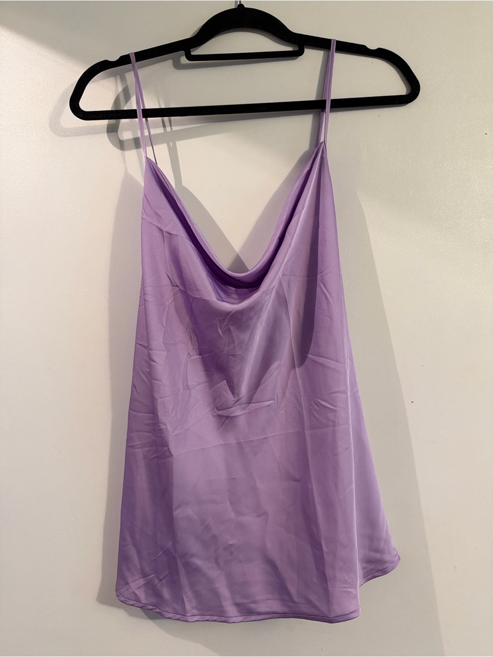 Lilac Satin Cowl Neck Slip Top